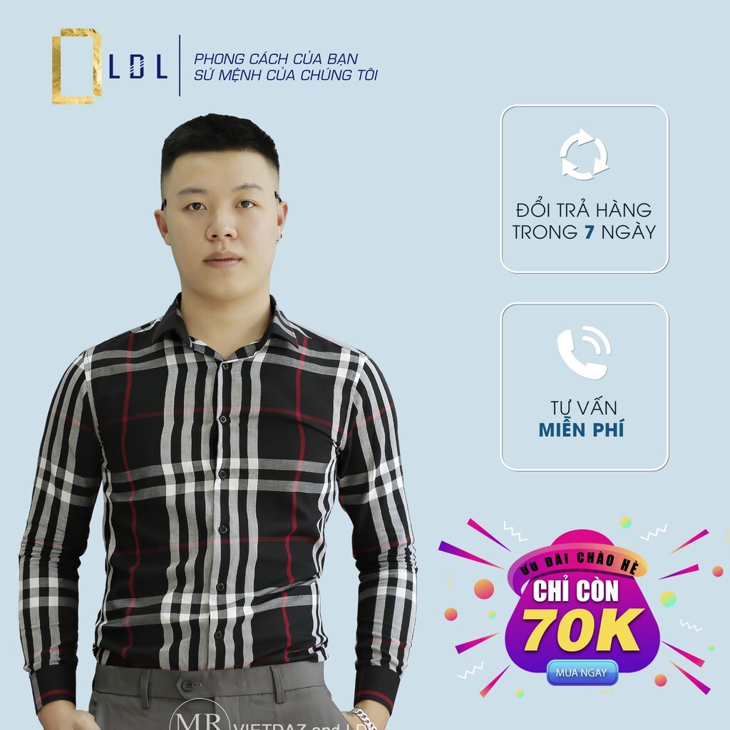 Áo sơ mi nam LDL-SM28 , sơ mi dài tay sọc đỏ đen , chất liệu dày dặn, mềm mịn, thấm mồ hôi, form trẻ trung