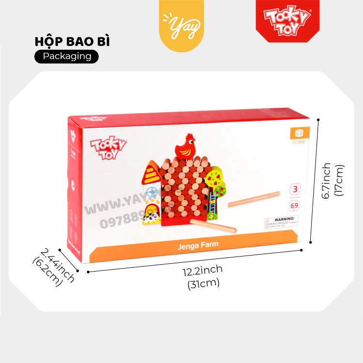 [CHÍNH HÃNG] Chọt Gà Nông Trại - Rút Gỗ Jenga Đời Mới TOOKY TOY 3+