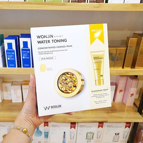 Mặt nạ WONJIN vàng dưỡng trắng và trẻ hoá da Effect Water Toning Mask