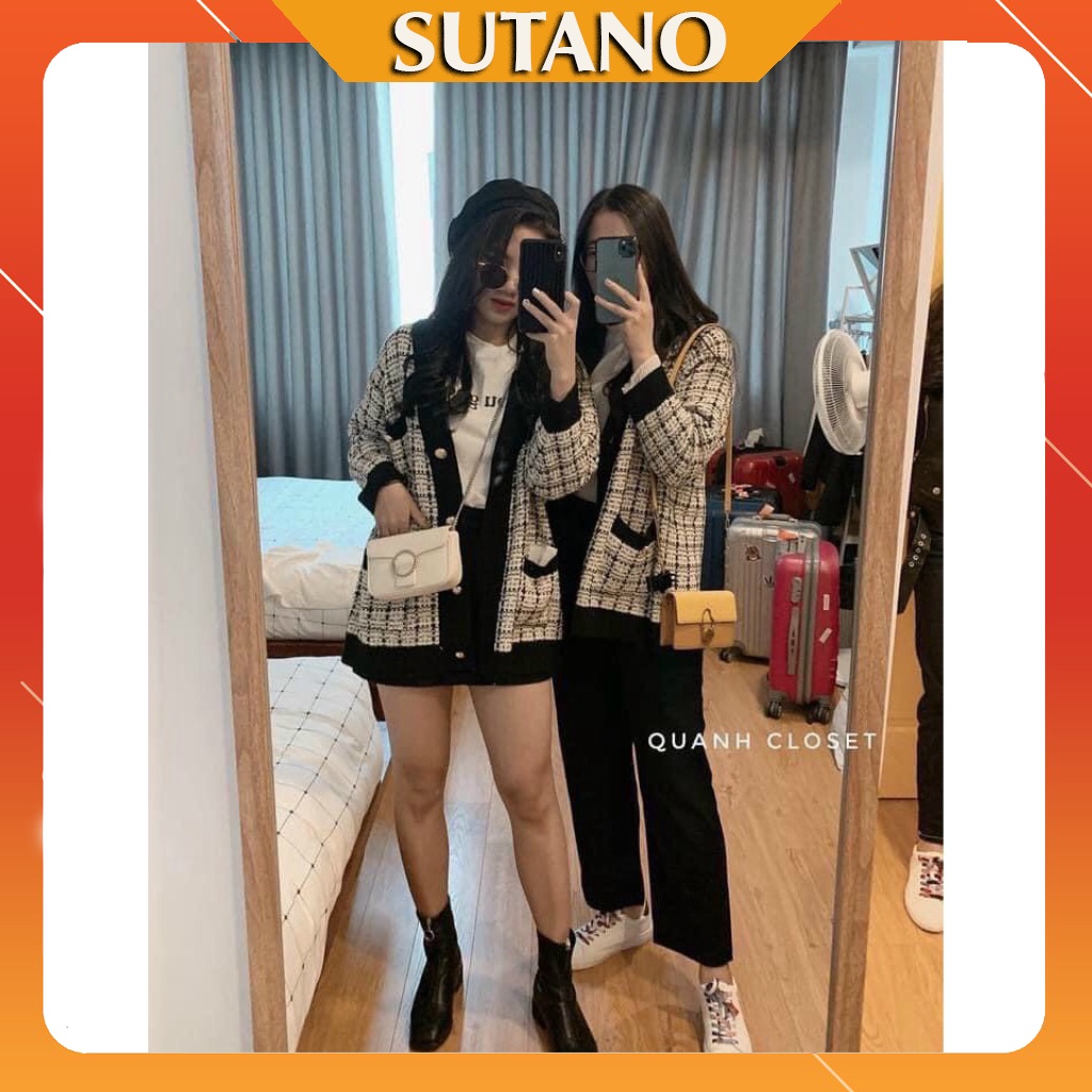 Áo Choàng Len Cardigan Cúc Vàng ,Áo Cadigan Nữ Chất Len Nhũ cao cấp A481 SUTANO | BigBuy360 - bigbuy360.vn
