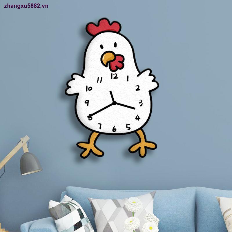 Đồng Hồ Treo Tường Hình Chú Gà Hoạt Hình Đáng Yêu Trang Trí Phòng Ngủ Cho Bé