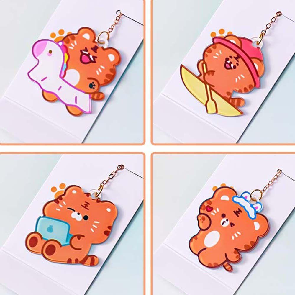 Bookmark Mặt Acrylic Kim Loại Hình Hổ Dễ Thương Dùng Làm Quà Tặng Cho Học Sinh / Văn Phòng