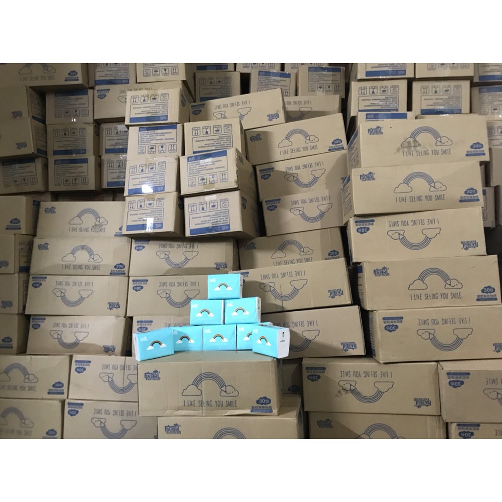 Thùng Giấy ăn cầu vồng nội địa Siêu Mềm Mịn (30 gói (GiaDungGiaSi89)