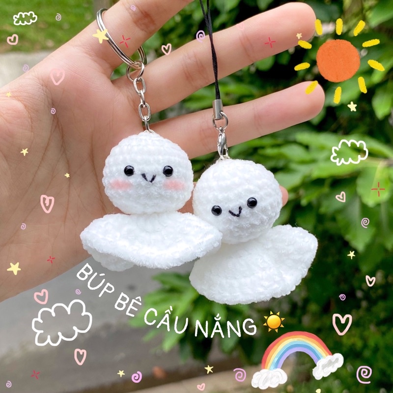 Móc Khoá/Dây Điện Thoại Búp Bê Cầu Nắng ☀️Teru Teru Bouzu 🌸 Len Móc Thủ Công || Quà Tặng Đáng Yêu
