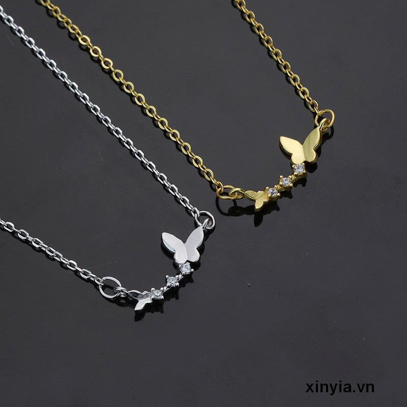 Vòng Cổ Mặt Bướm Đôi Kiểu Hình Học Sang Trọng Ngọt Ngào Đơn Giản Cho Nữ