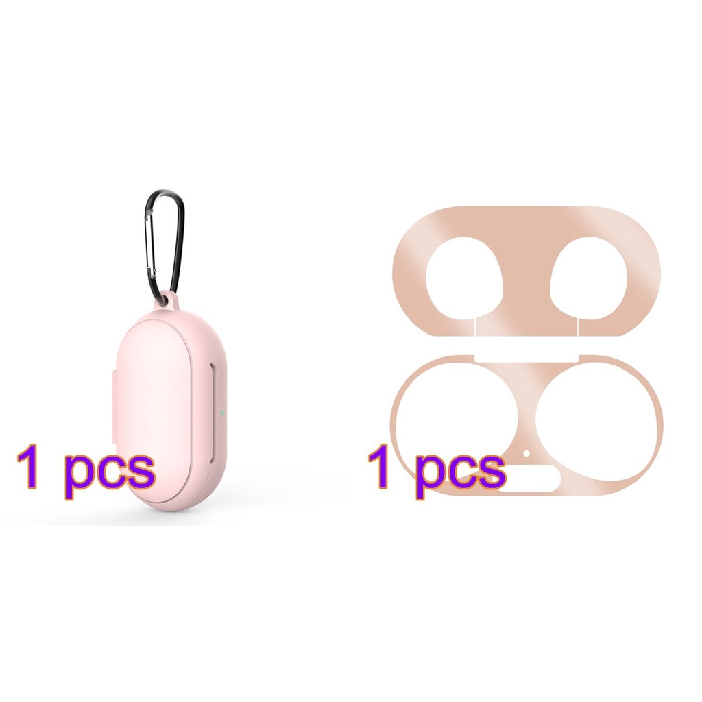 Samsung Galaxy Buds + / Buds Plus / Buds Live / Buds Pro Case Vỏ Bảo Vệ Hộp Sạc Bằng Silicone Kèm Miếng Dán Kim Loại Cho Tai Nghe