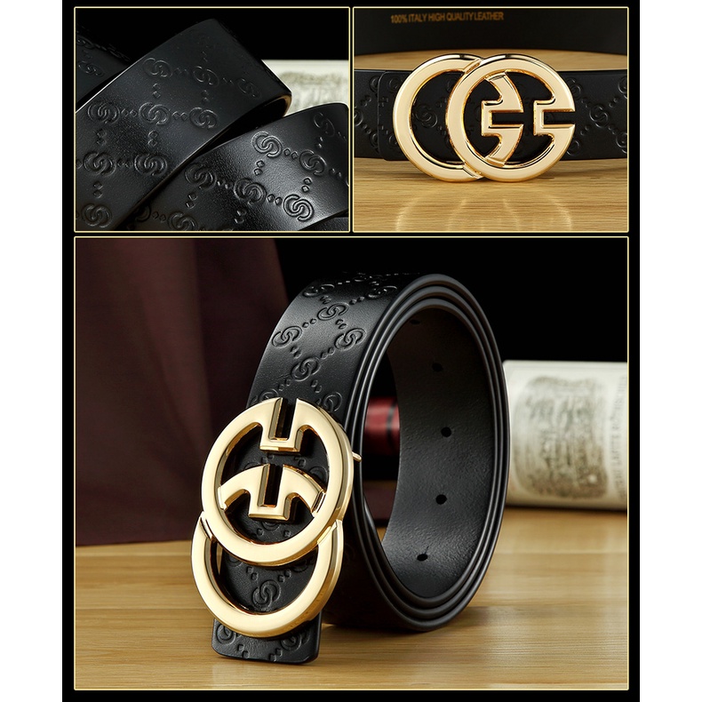 Thắt lưng da Nam, Dây lưng Nam GG trẻ trung phong cách, dây dập nổi logo dễ phối đồ - Có bảo hành