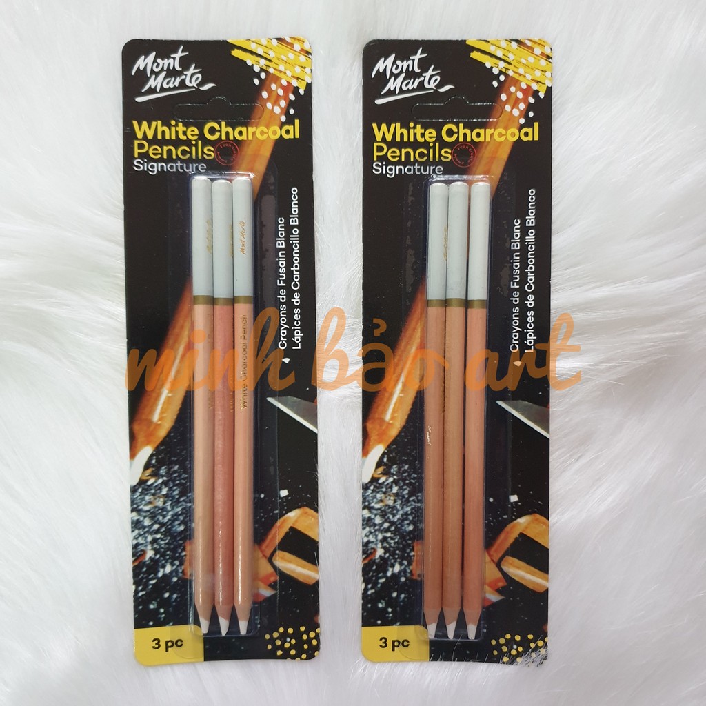 BỘ 3 CÂY BÚT CHÌ TRẮNG MONT MARTE (WHITE CHARCOAL PENCILS)