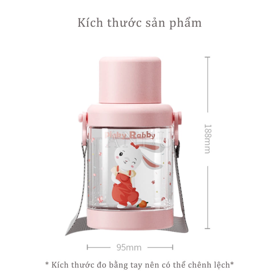 Bình Nước 1000ml Có Ống Hút, Bình Uống Nước Có Quai Sách Mang Đi Tiện Dụng