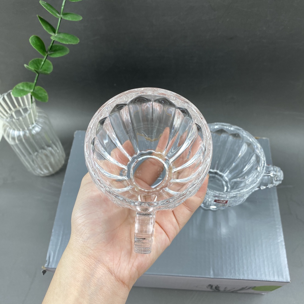 Bộ 6 Tách Thuỷ Tinh Hoạ Tiết Sọc Khía Deli Glasswảe Sang Trọng ZB246