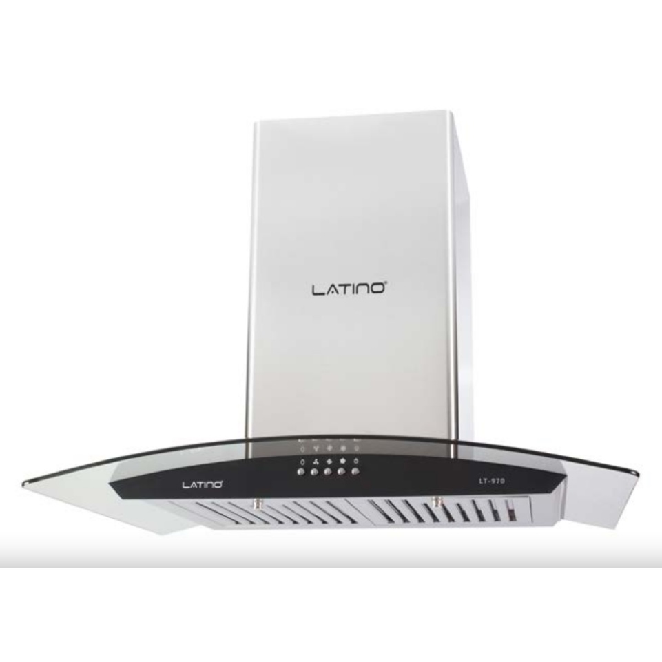 Máy hút mùi kính cong LATINO LT – 970 - Công suất hút mạnh , động cơ hút êm bền bỉ , Đèn Led sang trọng