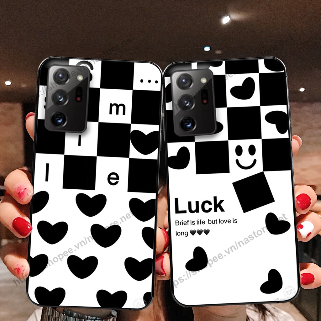 Ốp lưng Samsung Note 20 / Note 20 Plus / Note 20 Ultra / Note 20+ trái tim họa tiết caro, mikey họa tiết beabrick cute