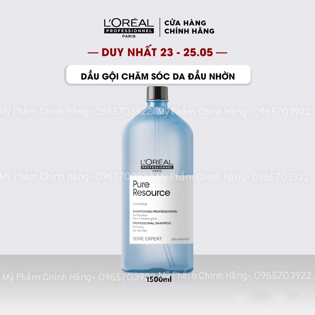 Dầu gội L'Oreal Professionnel chăm sóc da đầu nhờn Serie Expert Pure Resource 1500ml - Loreal Chính Hãng
