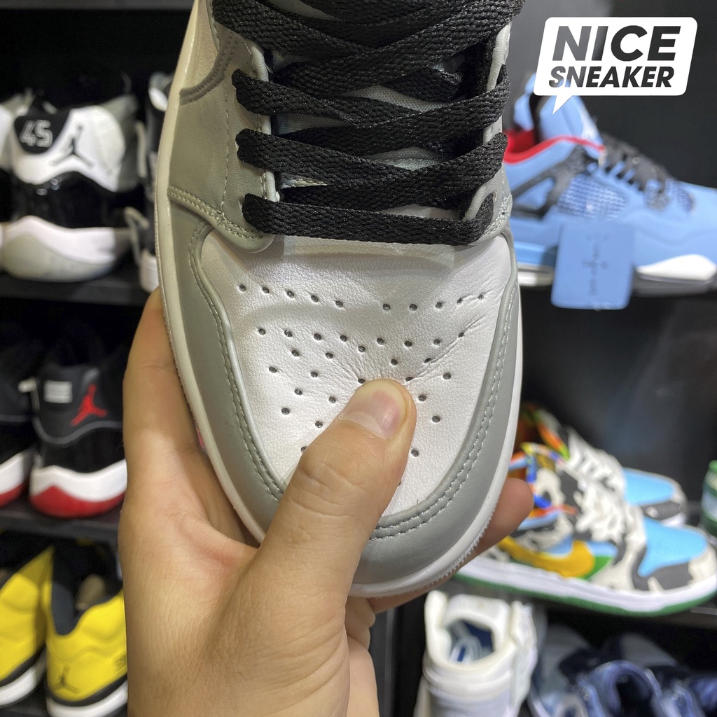 Giày Nike Air Jordan 1 Mid Light Smoke Grey ( xám/trắng/đen ) - Phiên bản 1:1 chuẩn | Nice Sneaker .