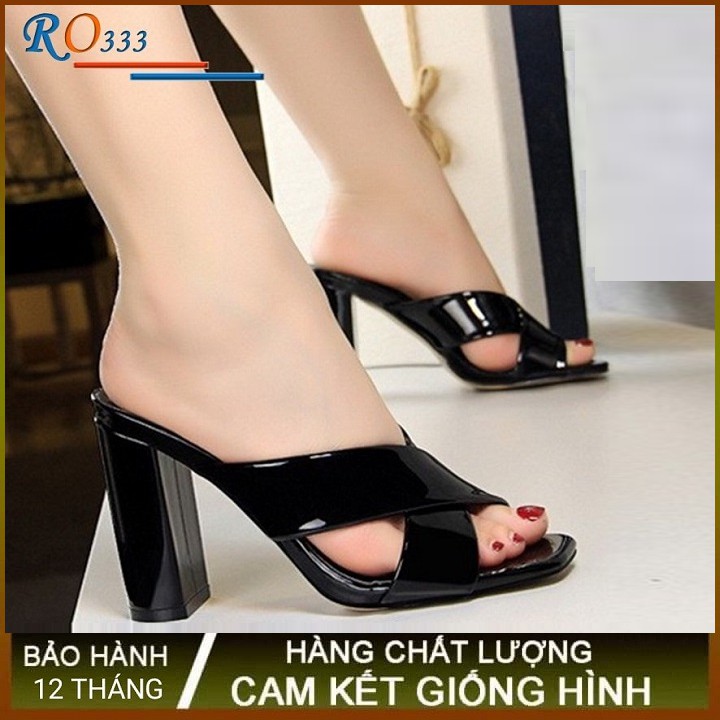 Giày sandal nữ cao gót 7p hàng hiệu rosata hai màu đen đỏ ro333