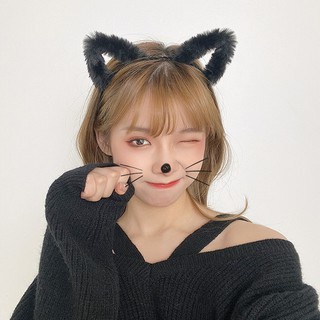 Băng đô tai mèo nhung nhiều màu đen trắng dễ thương phong cách Hàn Quốc thời trang thu đông cho nữ FOLLOW TẶNG 3KHÀN