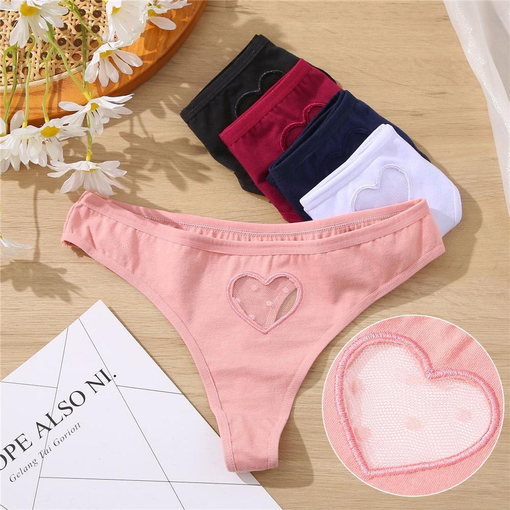 Quần Lót Ren Hoa Thoáng Khí Hoạ Tiết Trái Tim Cho Nữ