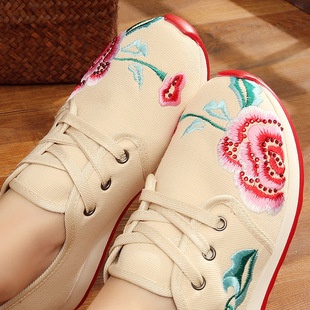 Hàng Mới Về 1 Đôi Dép Sandal canvas Thêu Hoa Mẫu Mới 2019 Phong Cách Bắc Kinh Cổ Điển