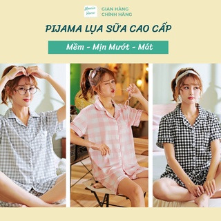 [Lụa Sữa Siêu Mát] Đồ Bộ Pijama nữ - Bộ Mặc Nhà Nữ Hè Cộc Tay Quần Đùi Đẹp