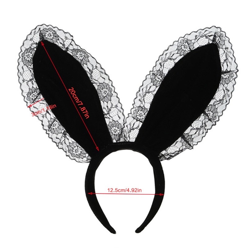 Băng Đô Cài Tóc Tai Thỏ Bằng Ren Màu Trơn Siêu Bền Dễ Thương Dành Cho Bạn Nữ