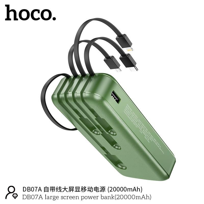 Sạc dự phòng 20.000 mAh Hoco DB07A tích hợp cáp sạc (Micro,Type-C,Iphone,USB) (Chính hãng, BH 1 năm)