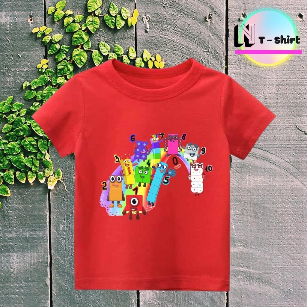Áo thun cho bé trai và bé gái in hình hoạt hình Number Blocks dễ thương, chất liệu cotton mềm mịn thoáng mát NTShirt 07