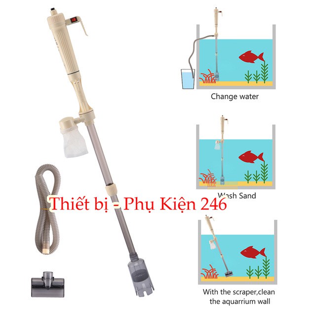 Máy hút đáy chạy pin vệ sinh hồ cá thủy sinh SA-615 Aquarium battery cleaner