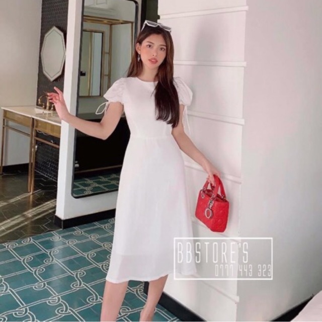 Đầm trắng🌷Đầm suông trắng tay phồn
