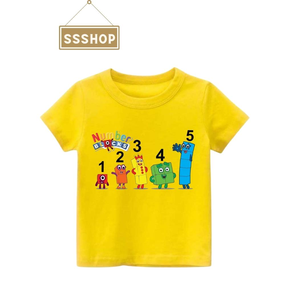 Áo thun bé trai và bé gái in hình numberblocks , Chất liệu cotton thoáng mát mềm mịn, Hình in không bong tróc SSSHOP 03