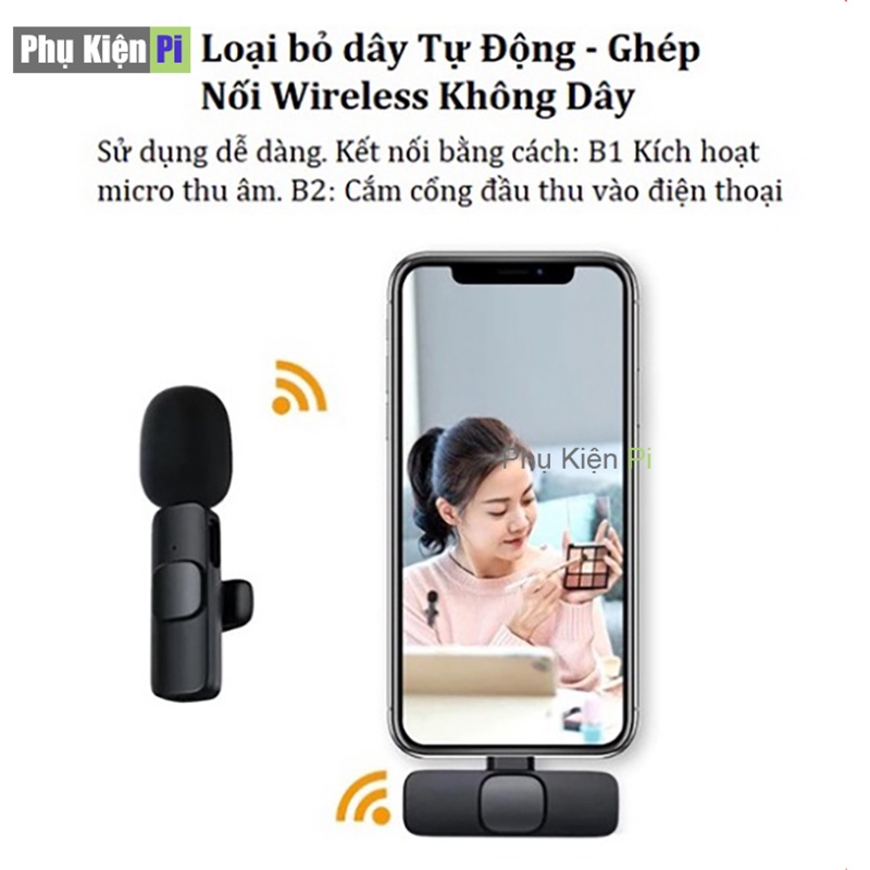 Micro cài áo không dây K8-K9-K35 khử tiếng ồn siêu cấp, xa 20m, Micro thu âm không dây mẫu mới - hàng chính hãng