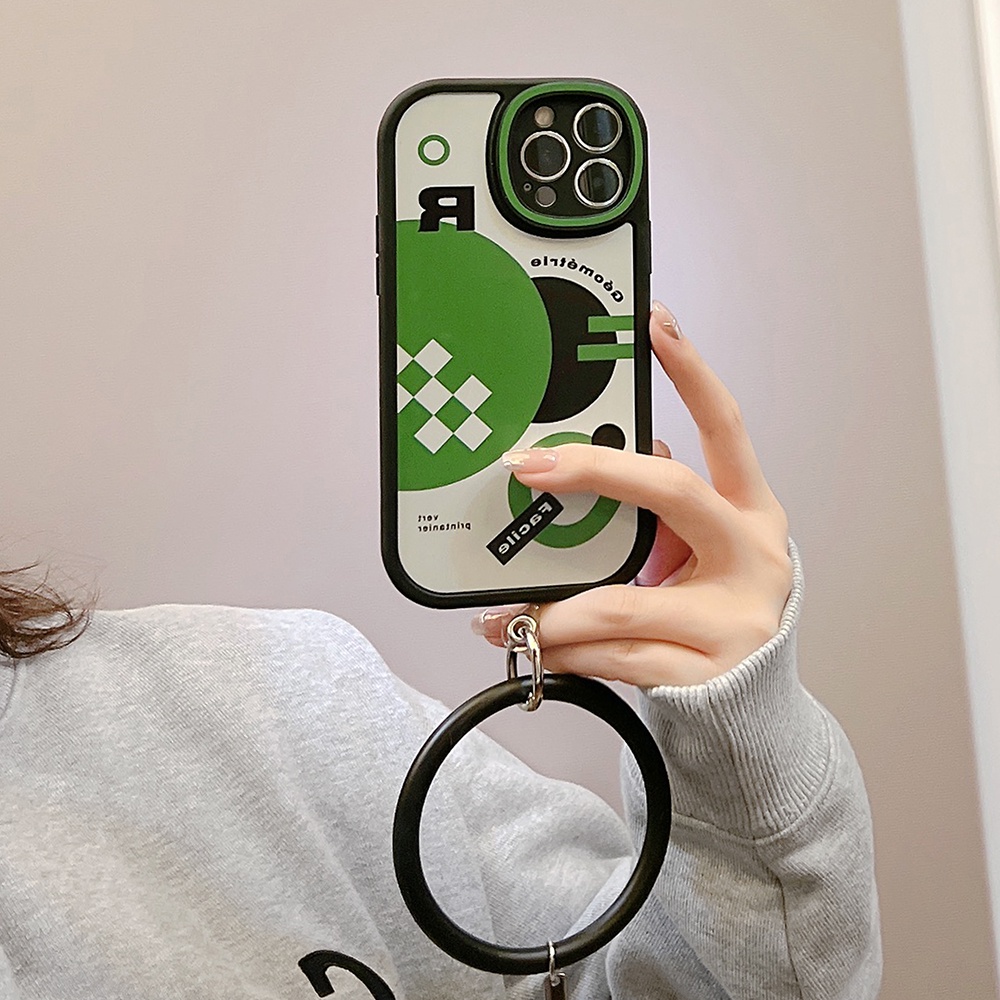 Ốp Điện Thoại TPU Mềm Chống Sốc Họa Tiết Hình Học Có Vòng Đeo Tay Cho iPhone 11 12 13 Pro max mini XS max xr 7 8 se2020 plus