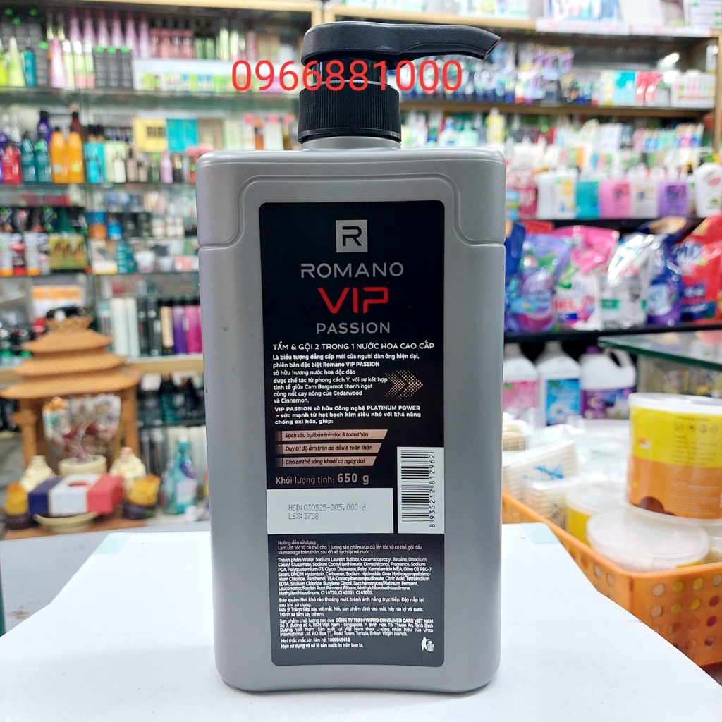 Romano VIP Tắm Gội 2in1 650g Passion