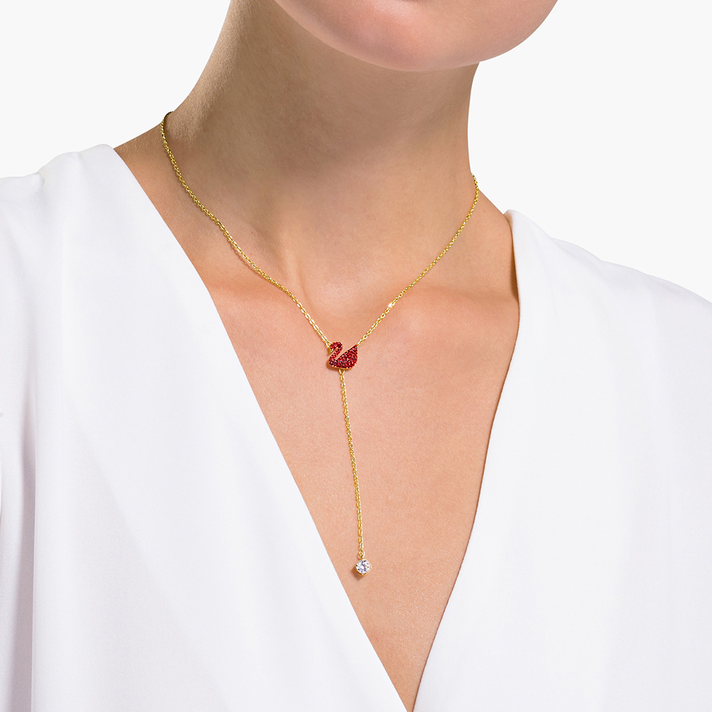 FLASH SALE 100% Swarovski Dây Chuyền Nữ Red Swan ICONIC SWAN Y-chain FASHION Necklace trang sức đeo Trang sức