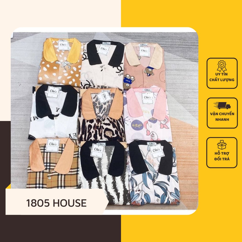 Đồ bộ - Pijama cổ sen tay dài cài nút - Lụa mango cao cấp hàng đẹp [ 1805 House ]