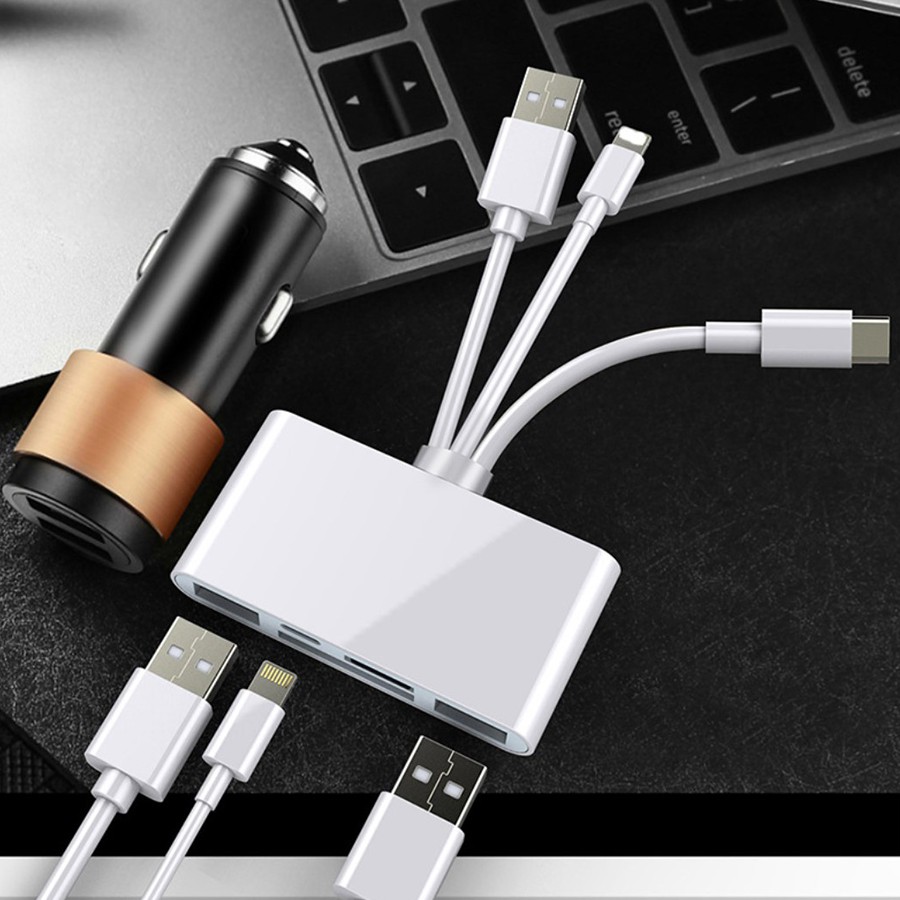 Đầu đọc thẻ nhớ SD OTG kiêm đầu chuyển đổi usb cho iphone type c đa năng