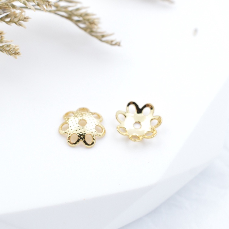 [CRH0] Phụ kiện trang sức (DIY) - Gói 10 Charm hoa 7 cánh bao hạt ngăn cách hạt làm vòng cổ vòng tay