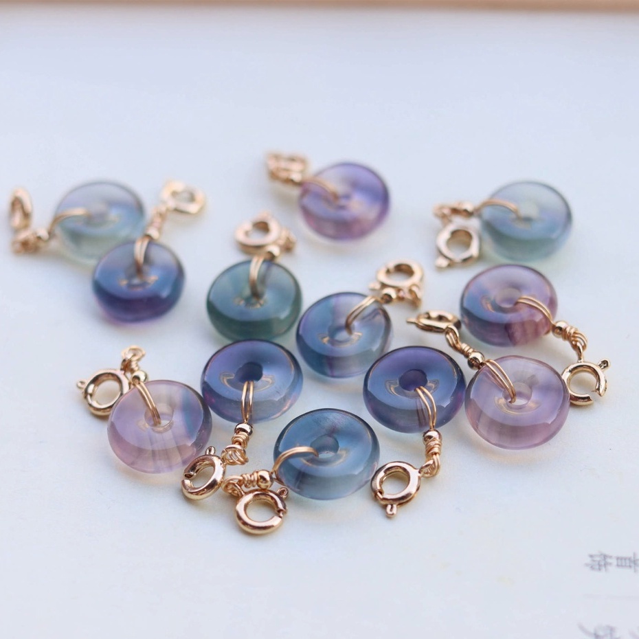 Chuỗi Hạt Đá Fluorite Hình Giọt Nước Nhiều Màu Sắc Dùng Làm Trang Sức DIY