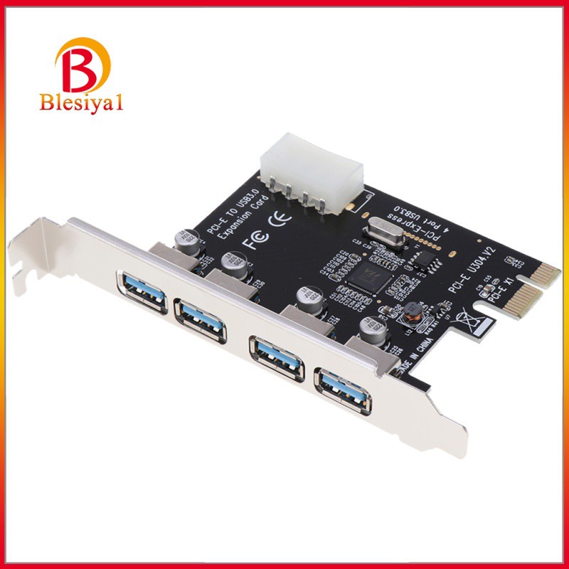 [BLESIYA1] PCI-E USB 3.0 Hub Adapter Expansion Card 4 USB Port w/4PIN Power Supply Port