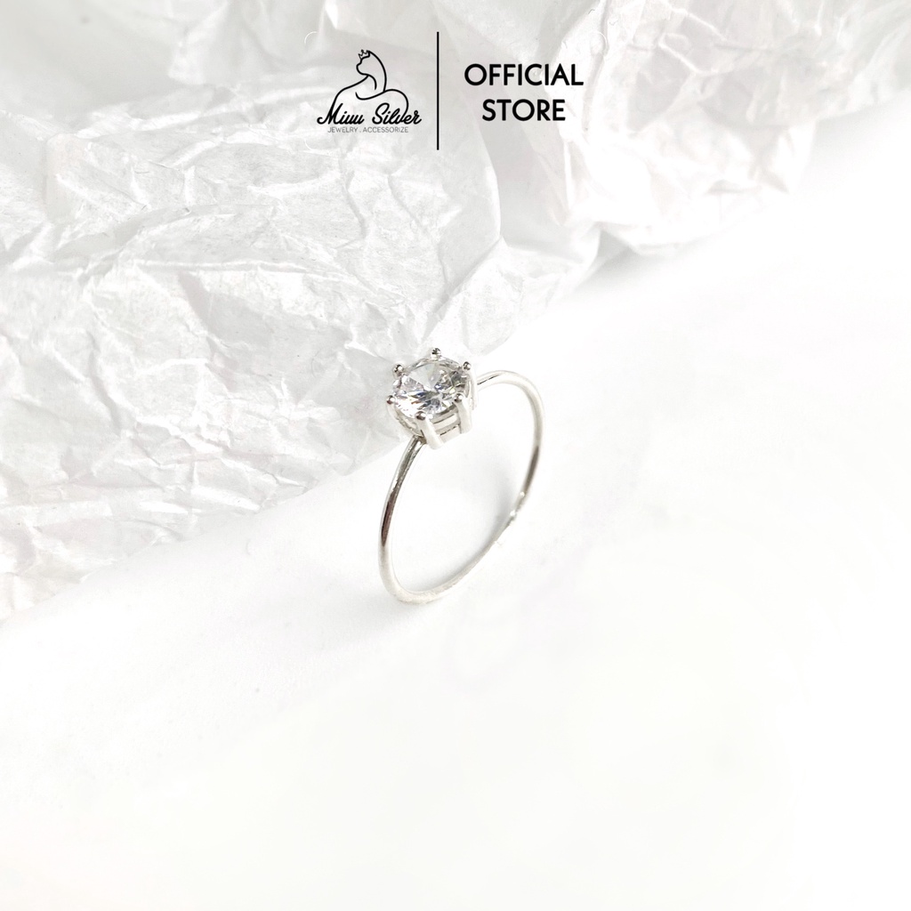 Nhẫn bạc nữ Miuu Silver, nhẫn đính đá 6 trấu Caryl Ring