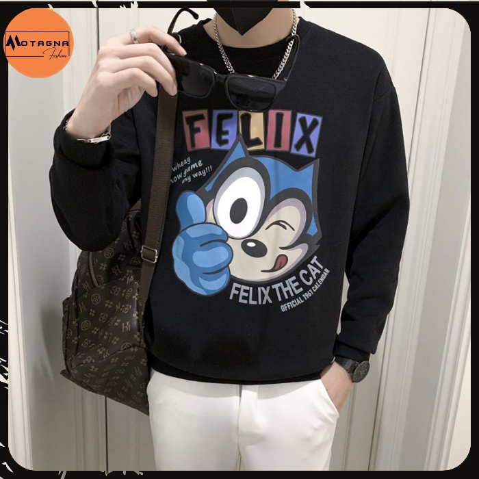 Áo nỉ thu đông nam, áo nỉ giữ nhiệt tốt hình lớn phong cách Hàn Quốc trẻ trung in FELIX mã NZ360