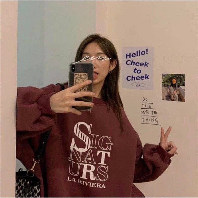 Áo Nỉ STR in ngực Nữ [FREESHIP] Sweater giáng sinh form rộng tay bồng, thun merry christmas cá tính Ulzzang