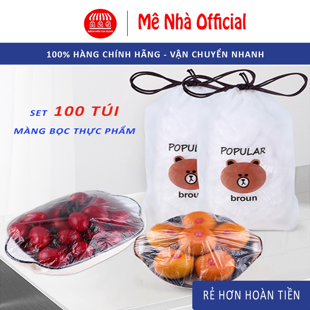 Màng Bọc Thực Phẩm Có Chun Co Dãn Tái Sử Dụng (Gói 100c Kèm Túi Gấu)