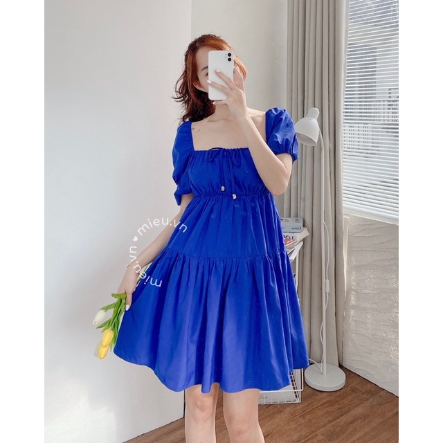 Đầm babydoll nữ thiết kế dây nơ ngực style dễ thương MIEU - JJN09