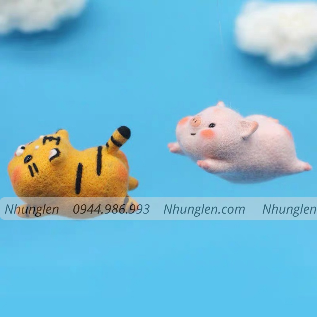 Bộ len chọc Siêu Nhân Thú Cưng, len chọc heo, kỳ lân, corgi, hổ du hành, làm móc khoá từ len, đồ handmade, quà tặng