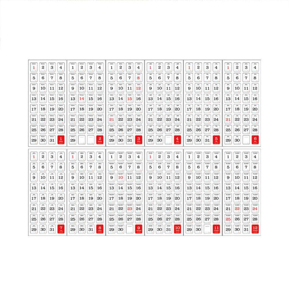 Bộ 12 Tờ Sticker Dán Trang Trí Sổ Tay DIY Hình Lịch Tiện Lợi