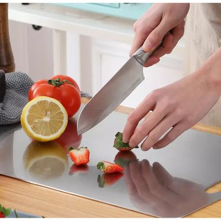 THỚT INOX 304 CHỐNG GỈ CAO CẤP CÓ THƯỚC KHẮC TRÊN THỚT (Size TO 39X28cm) THỚT INOX VỆ SINH BỀN ĐẸP