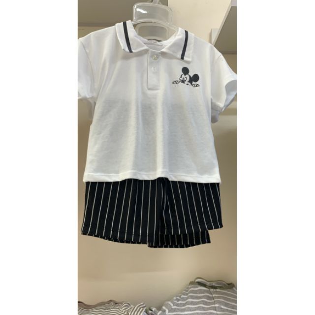 Set bộ bé trai áo cotton quần đen kẻ sọc dọc