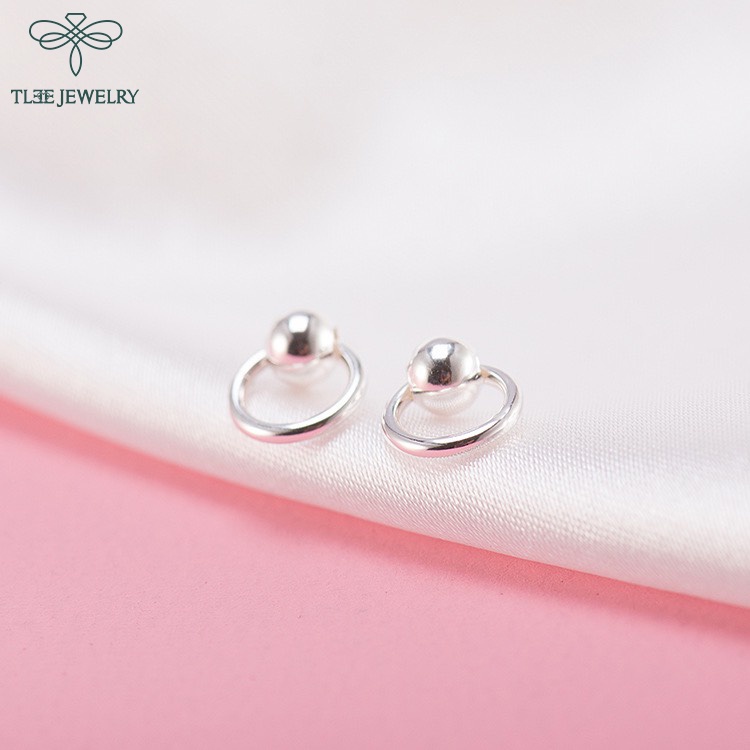 Khuyên tai bạc nữ TLEE tròn bi nhỏ nhắn basic TleeJewelry B0211