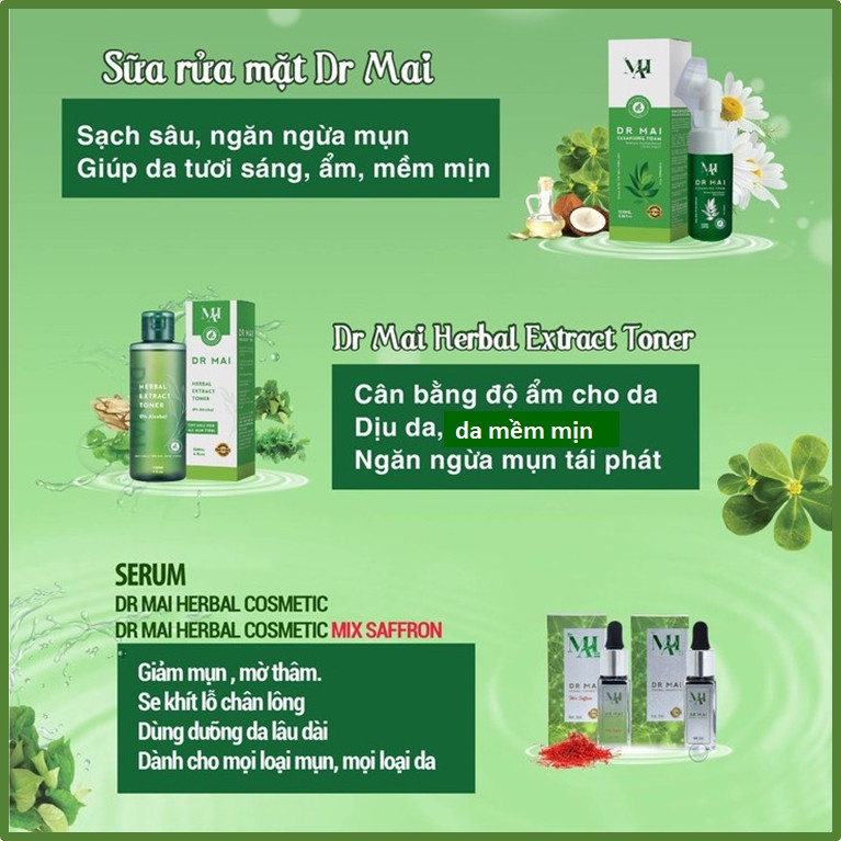 Sữa rửa mặt, sữa rửa mặt Dr Mai 100ml dành cho da dầu và da nhạy cảm, sạch sâu dịu nhẹ