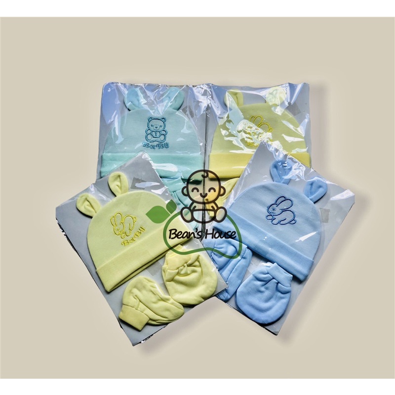 Bộ mũ nón bao tay vớ chân cotton cho bé sơ sinh